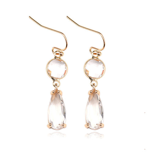 Geometric K9 Crystal Pendant Earrings – Copper Edging, Korean Style!