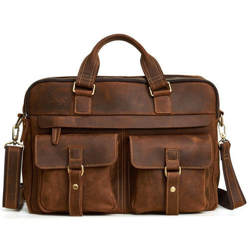 15.6 inch Laptop Bag - Genuine men''s bags retro men''s business bags
