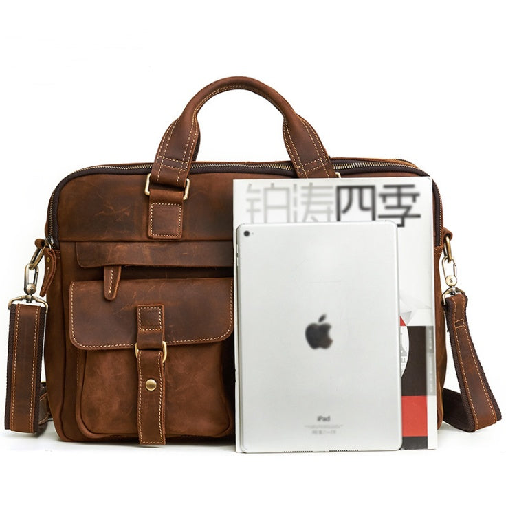 15.6 inch Laptop Bag - Genuine men''s bags retro men''s business bags