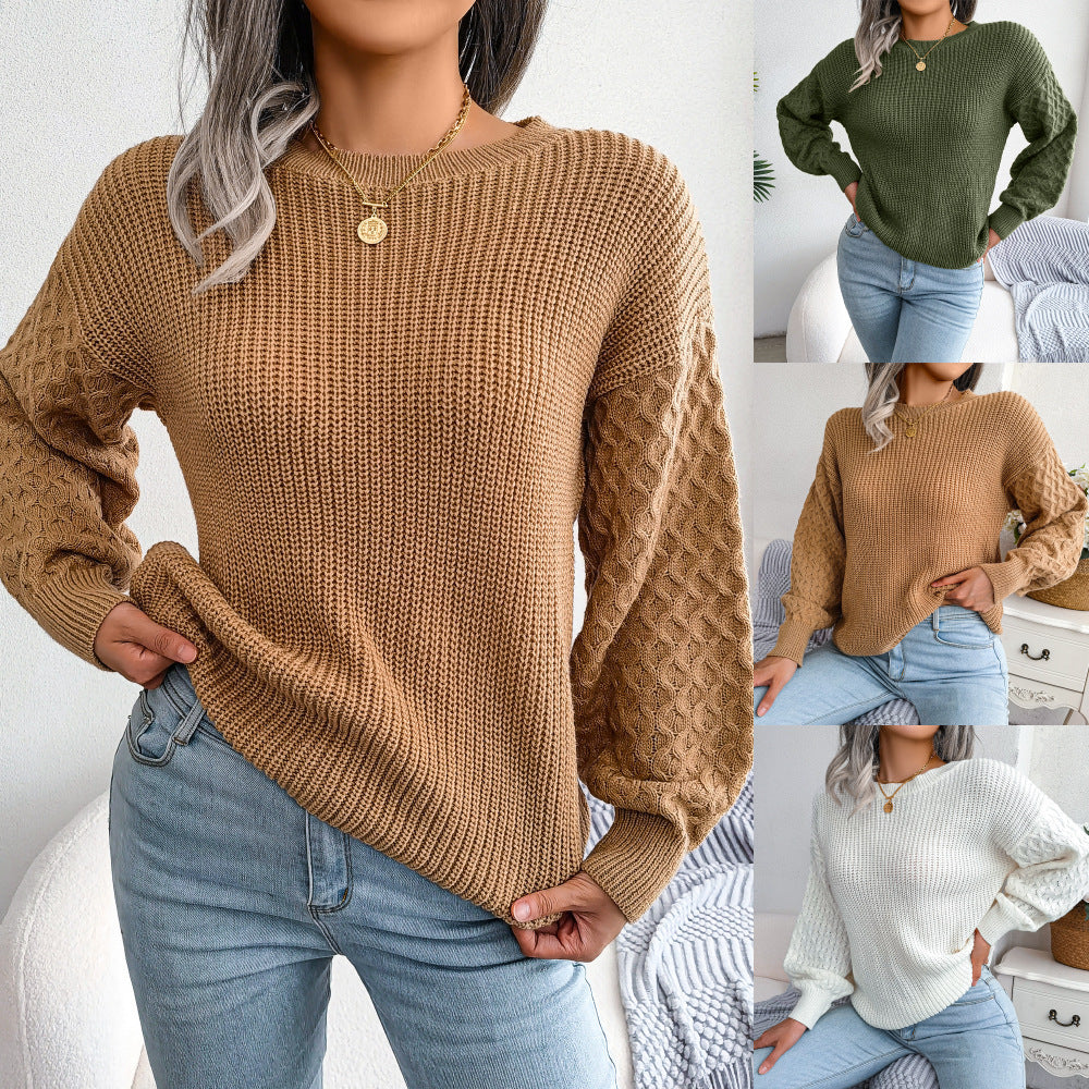 Autumn And Winter Casual Lantern Long Sleeve Knitted Sweater Women's