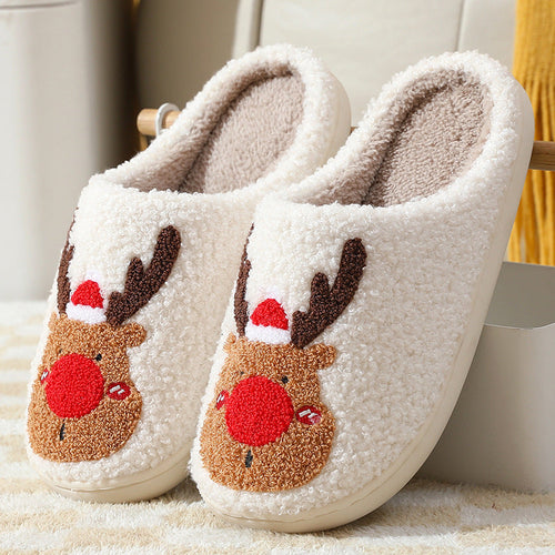Christmas Shoes - Winter Home Slippers Elk Soft Cozy Bedroom Slipper