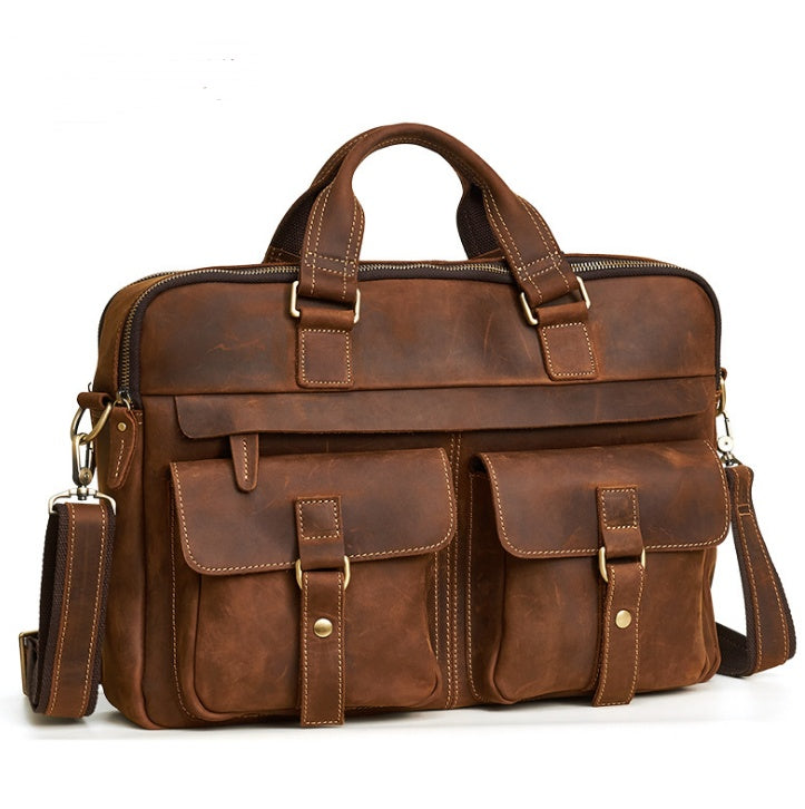15.6 inch Laptop Bag - Genuine men''s bags retro men''s business bags