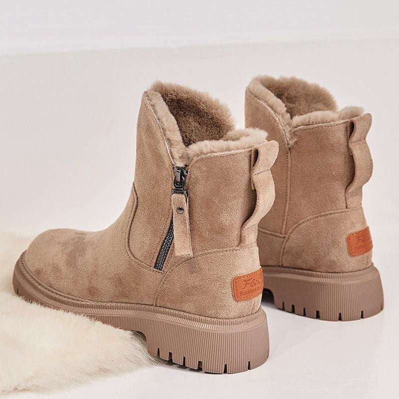 Thick Plush Snow Boots - Women Faux Suede Non-slip Winter Shoes
