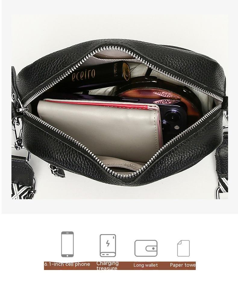 Simple Shoulder Messenger Bag - Top Layer Cowhide Small Square Bag