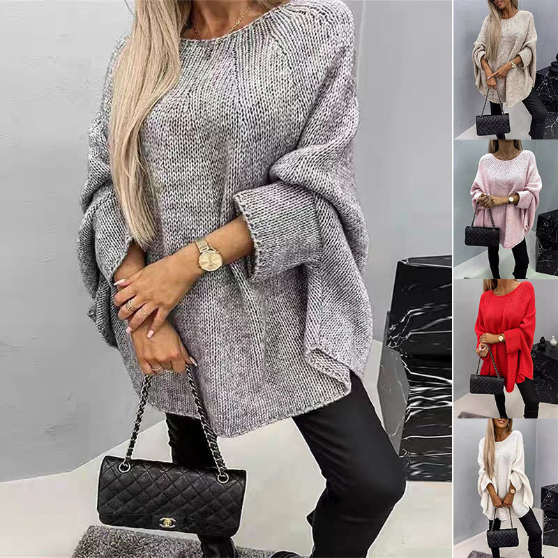 Winter Loose Batwing Sleeve Pullover Sweater - Fashion Oversized
