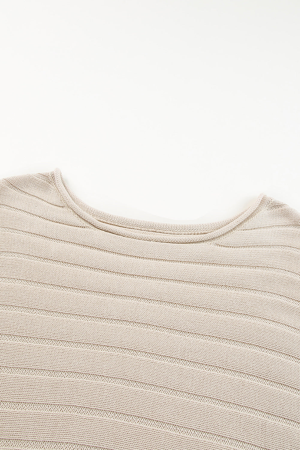 Ribbed Knit Reverse Seam 3/4 Sleeve Sweater