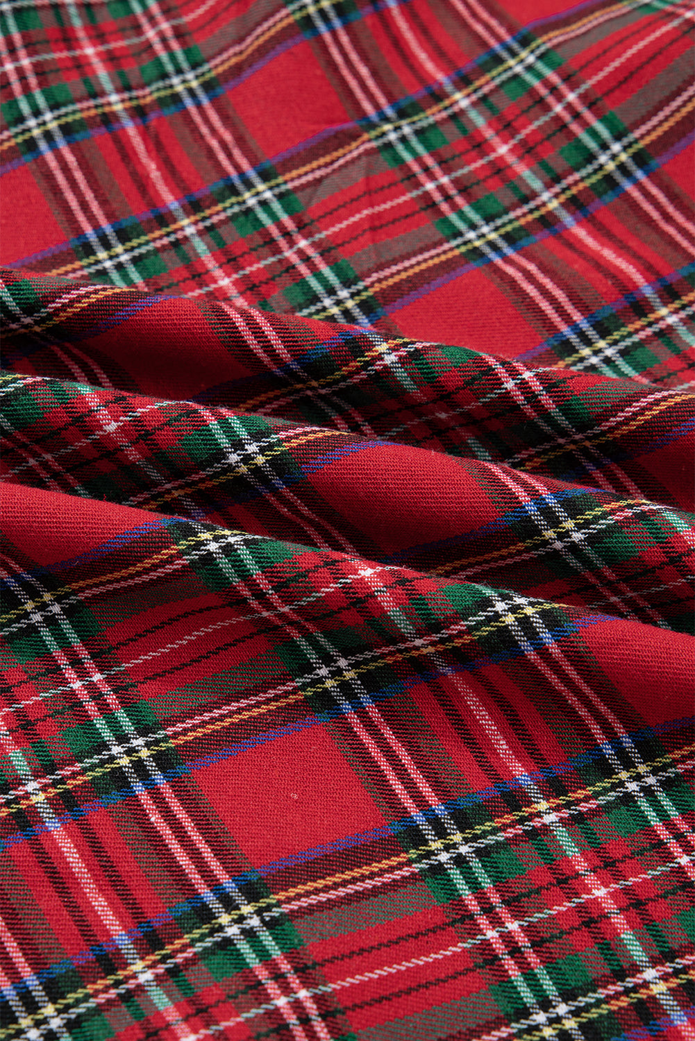 Plus Size Plaid Half Button Long Sleeve Dress