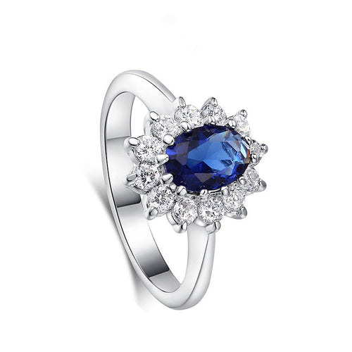 High-end Luxury Engagement Ring - High-grade blue zircon gold ring