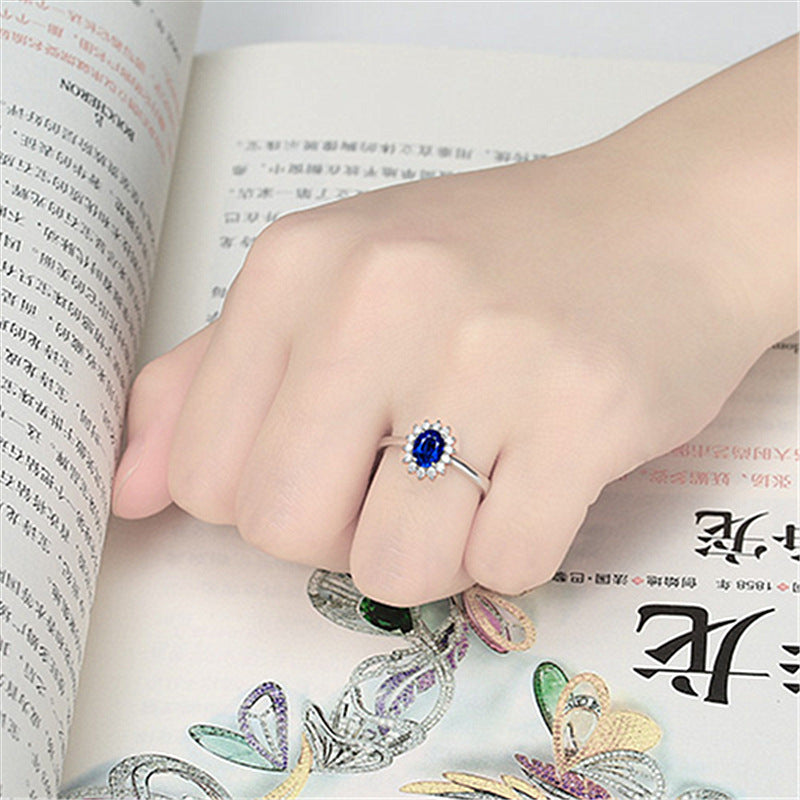 High-end Luxury Engagement Ring - High-grade blue zircon gold ring