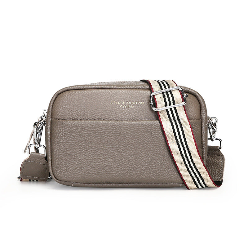 Simple Shoulder Messenger Bag - Top Layer Cowhide Small Square Bag