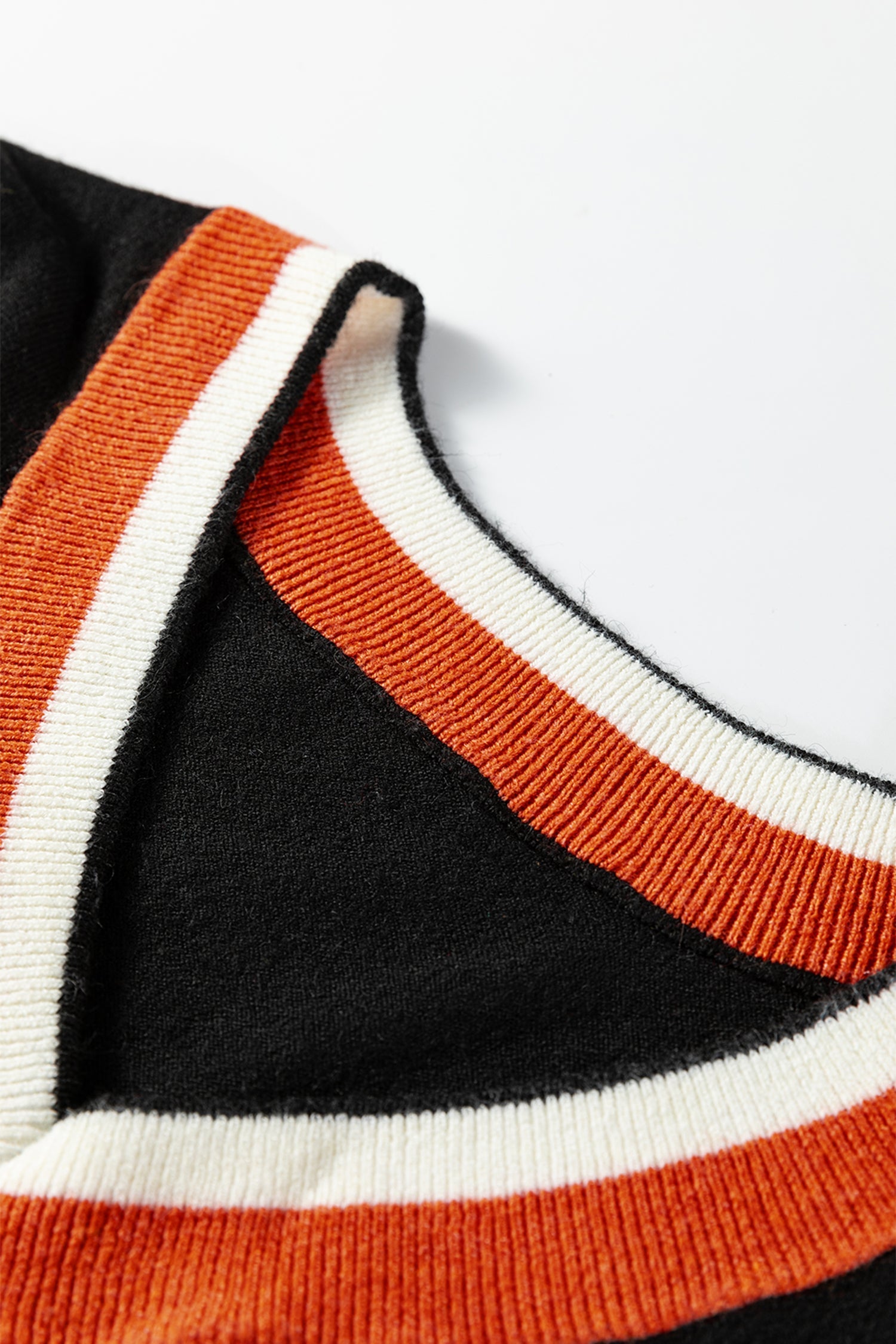 Varsity Stripe Contrast Trim V-Neck Sweater