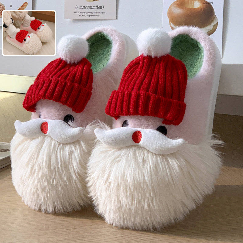 Cute Christmas Santa Claus Home Slippers - Winter Warm Indoor Non-slip