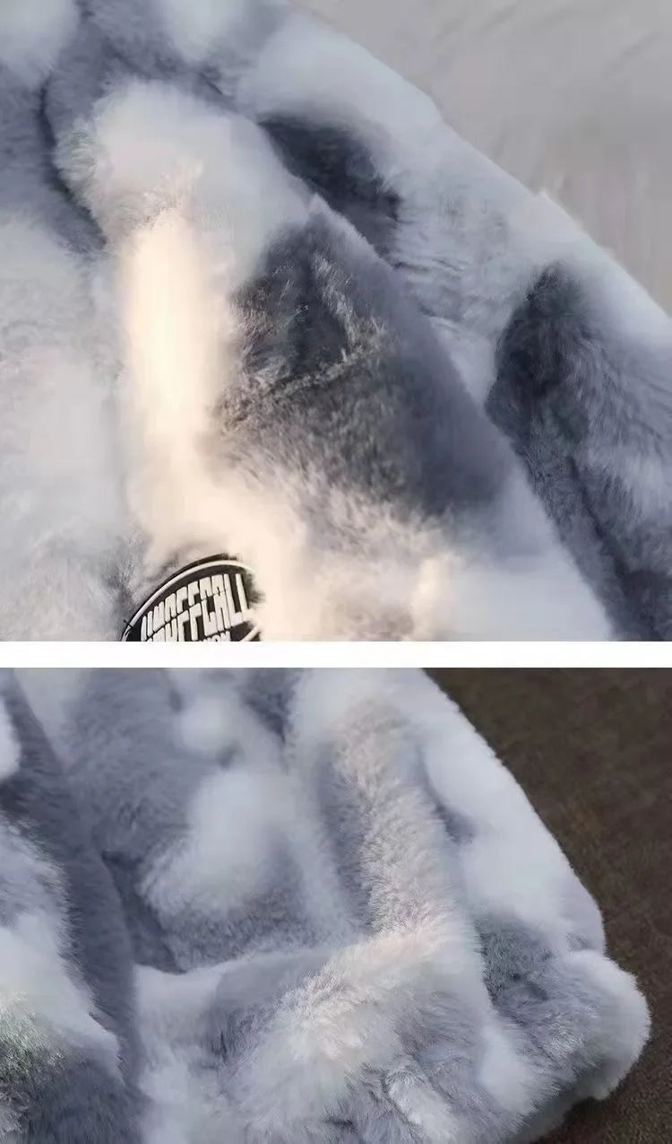 New Women's Tie Dye Lamb Fleece Jacket Autumn Winter Zipper Outerwear Warm Plush Jackets Harajuku Casual Loose Female Thick Coat Active