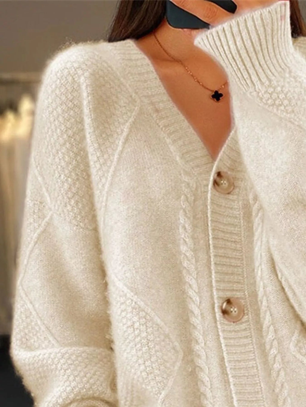 Full Size Textured Knit Button-Down Cardigan Plus Size