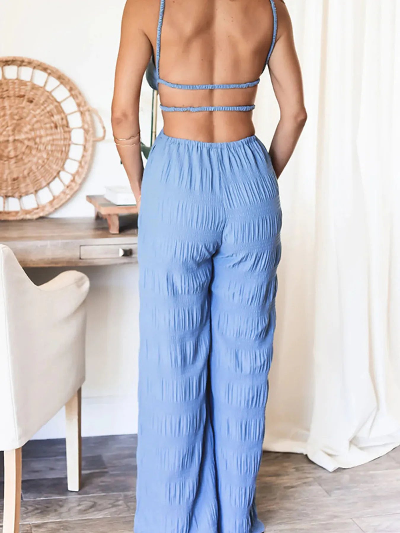 Cut-Out Wide Leg Jumpsuit: With Pockets