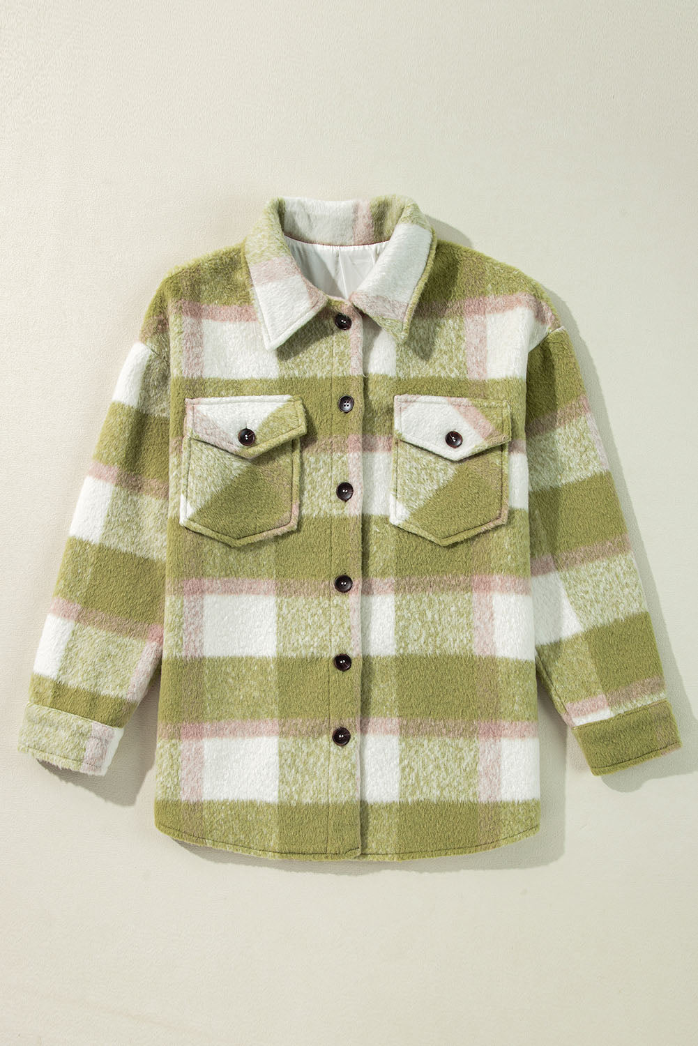 Plaid Button-Up Flap Pockets Shacket