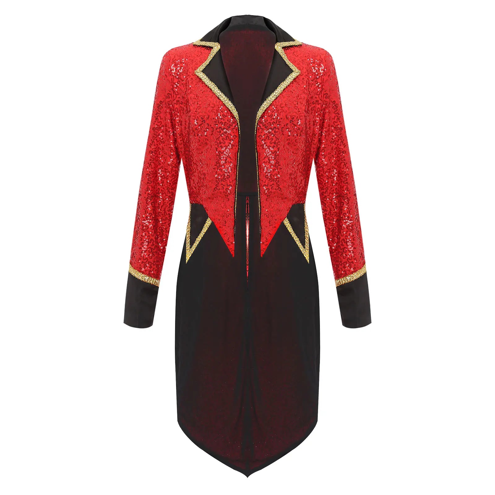 Womens Sequin Circus Ringmaster Jacket Tuxedo Coat Costume Halloween Carnival Magician Tailcoat Showman Blazer Coat Rave Outfits