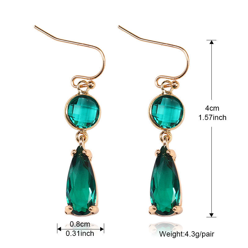 Geometric K9 Crystal Pendant Earrings – Copper Edging, Korean Style!