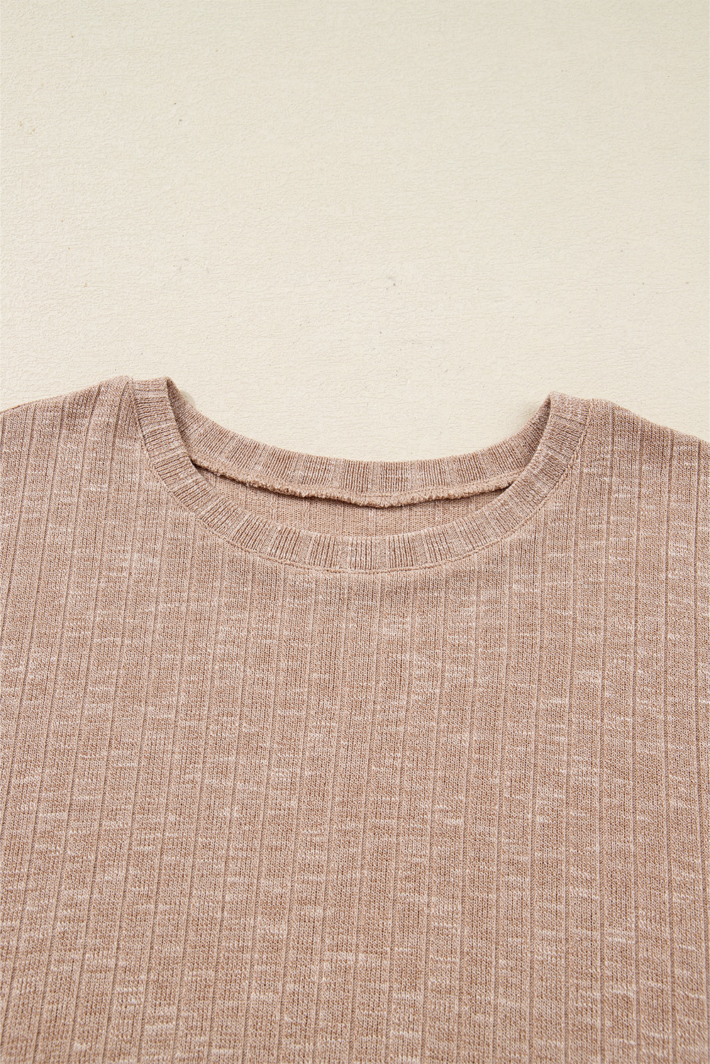 Ribbed Knit Pullover Top and Biker Short Set