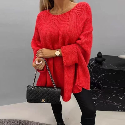 Winter Loose Batwing Sleeve Pullover Sweater - Fashion Oversized
