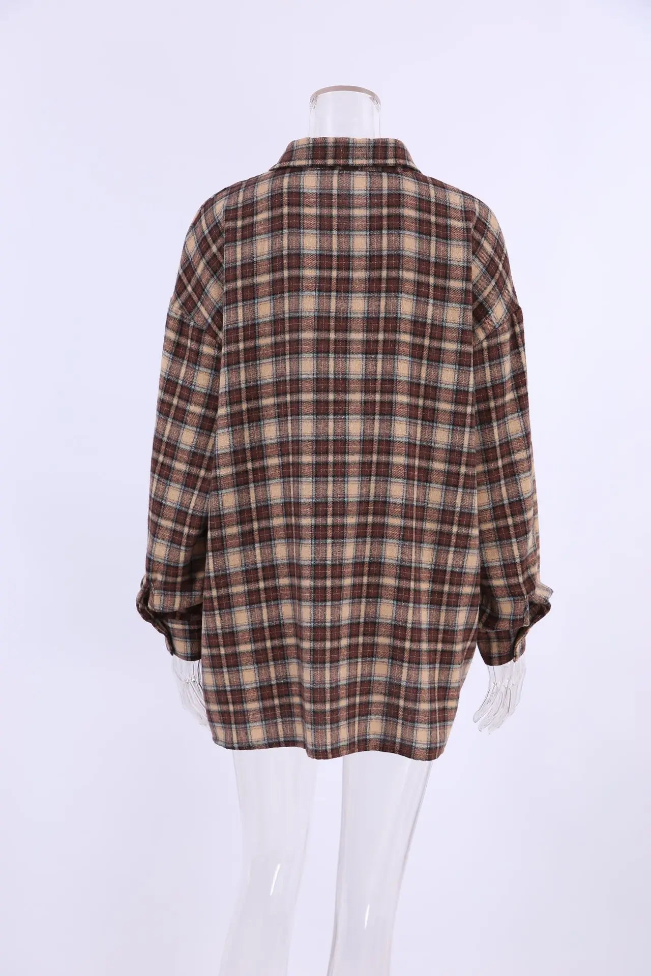 Spring Autumn Vintage Plaid Checkered Shirt Women's Long Sleeve Blouse