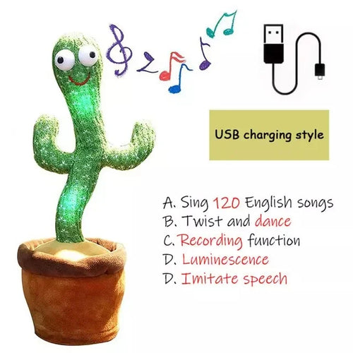 Rechargeable Dancer Cactus Glowing Dancing Electronic Plush Toys Can