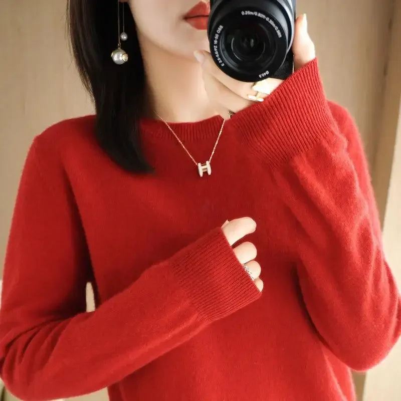 2024 Women Sweater Spring Autumn Long Sleeve O-neck Pullovers Warm