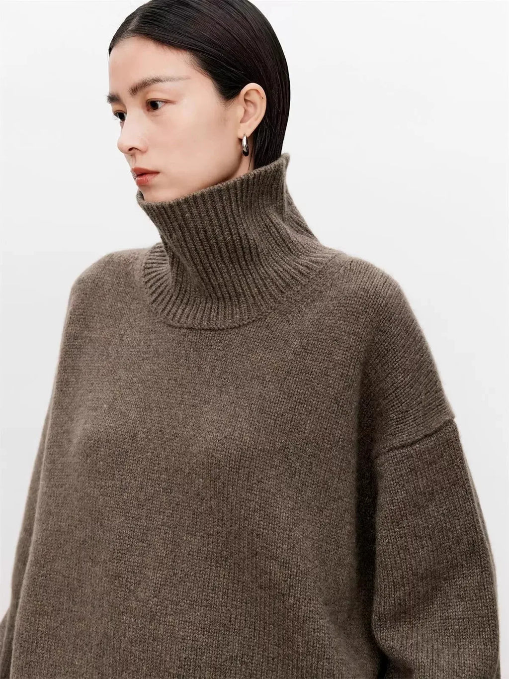 Thickened turtleneck 100% pure cashmere sweater women's loose lazy