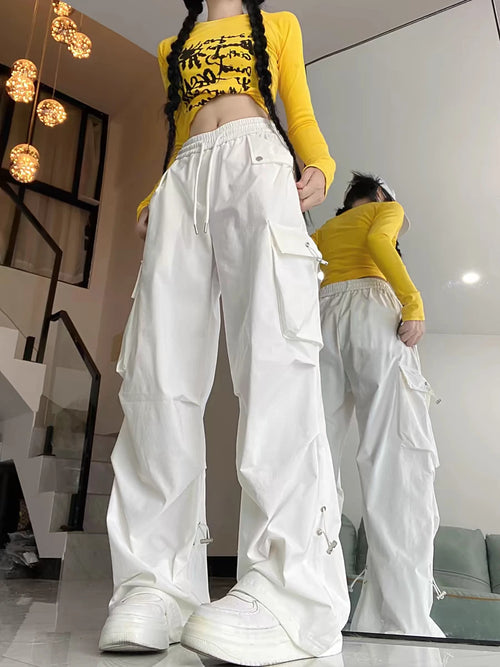 2024 American style large pocket cargo pants women's spring summer new