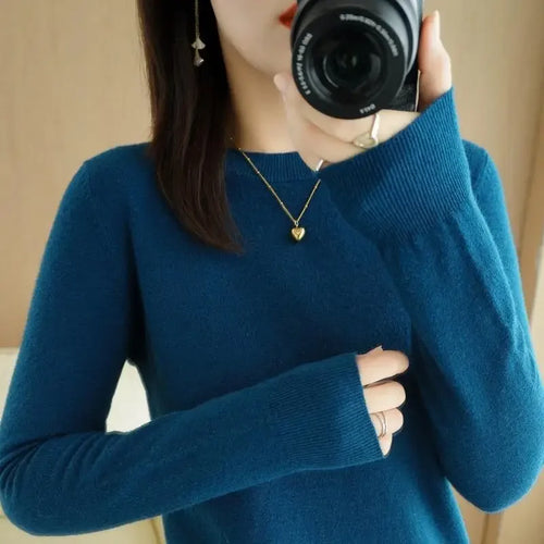 2024 Women Sweater Spring Autumn Long Sleeve O-neck Pullovers Warm