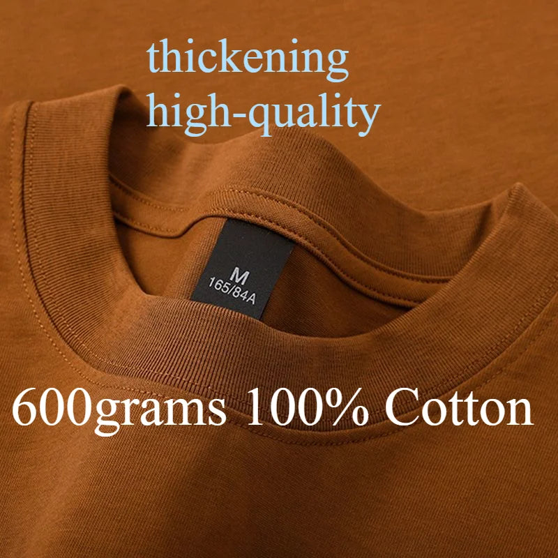 600grams 100% Cotton Men Oversized Heavyweight T Shirt Summer Women