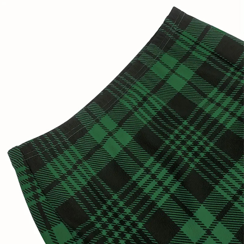 Plaid Skirt Sexy Micro Skirt Offiece Lady Red Green Elegant Pencil