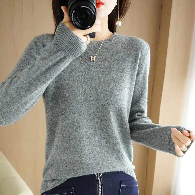 2024 Women Sweater Spring Autumn Long Sleeve O-neck Pullovers Warm