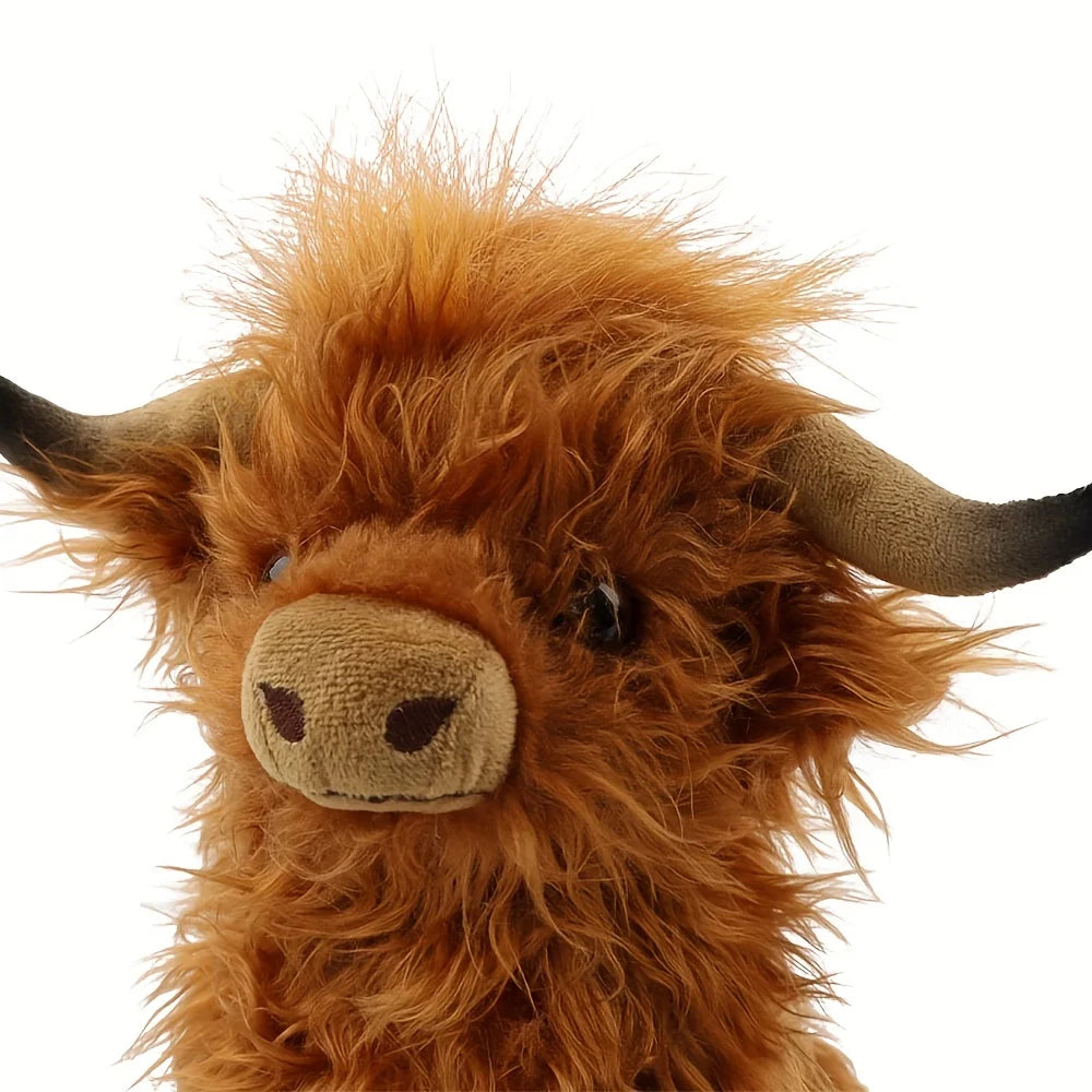30cm Simulation Kyloe Cream Highland Cow Animal Plush Doll Soft