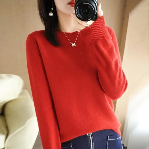 2024 Women Sweater Spring Autumn Long Sleeve O-neck Pullovers Warm