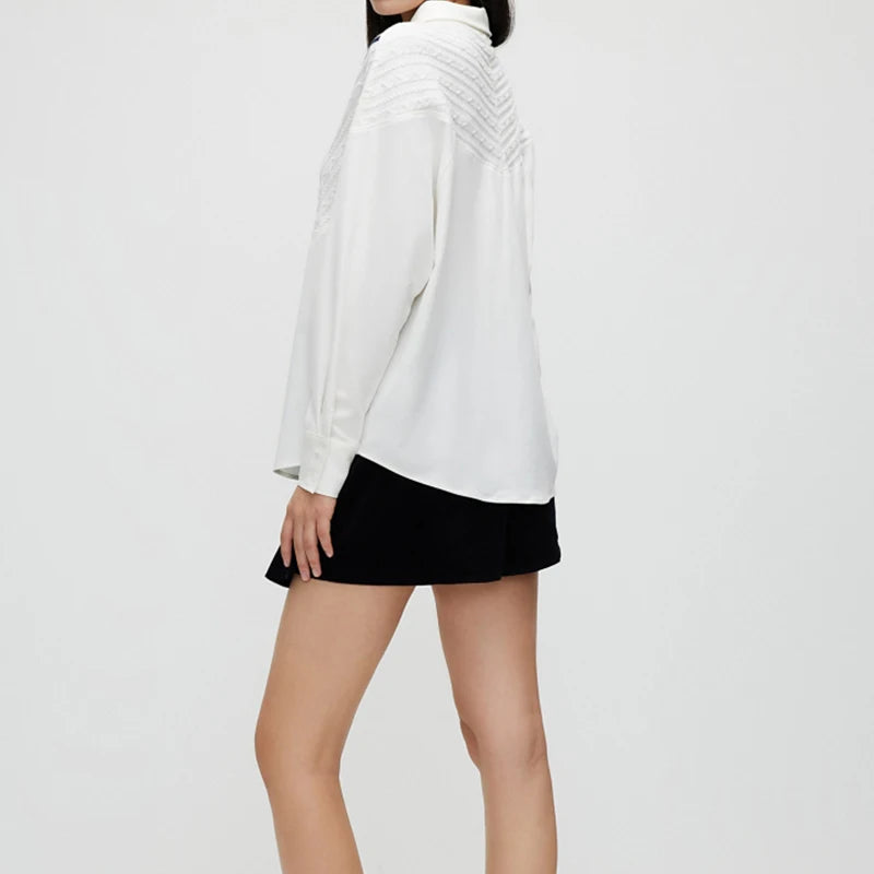 CHCH Women's Blouse Knitted Patchwork Striped Blouse Casual Fashion