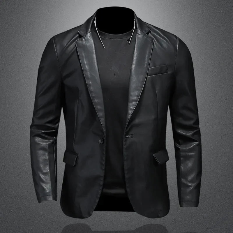 Leather Jackets PU Casual New Mens Slim Fit Motorcycle Coats Turn Down Collar Black Moto Biker Leather Suede Outerwear Men 5XL