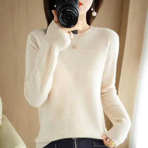 2024 Women Sweater Spring Autumn Long Sleeve O-neck Pullovers Warm