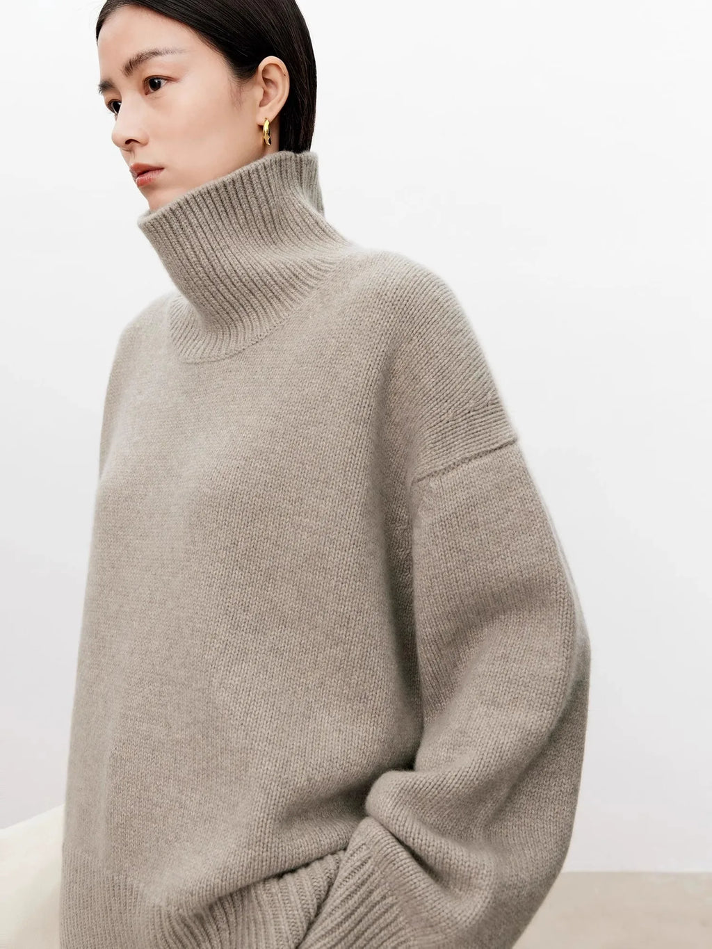 Thickened turtleneck 100% pure cashmere sweater women's loose lazy