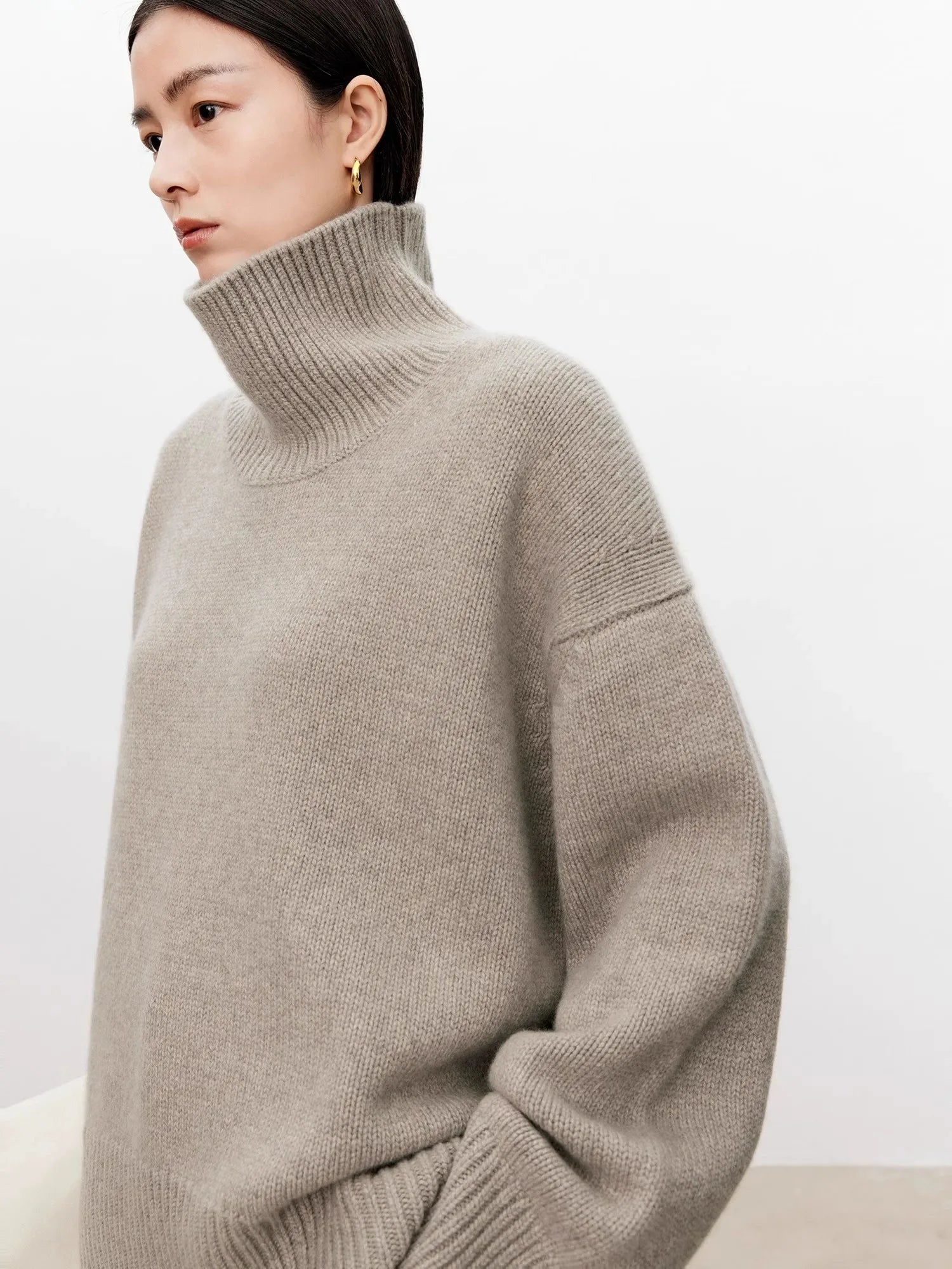 Thickened turtleneck 100% pure cashmere sweater women's loose lazy