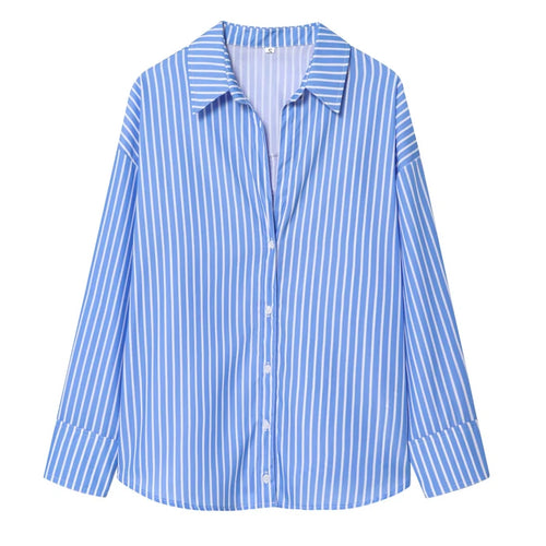 HXAO 2025 Woman Blouses Long Stripe Shirts Women Spring Summer Long
