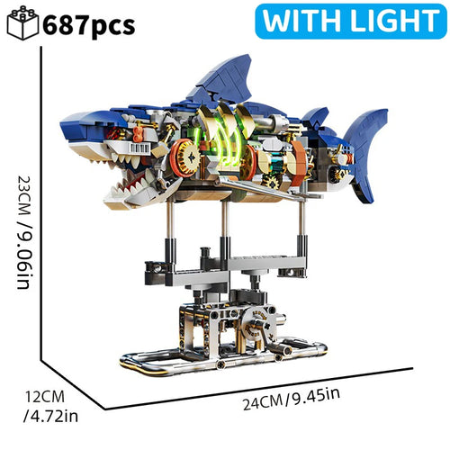 Technical Mechanical Shark Parrot Mantis Insect Sea Animal Life Set