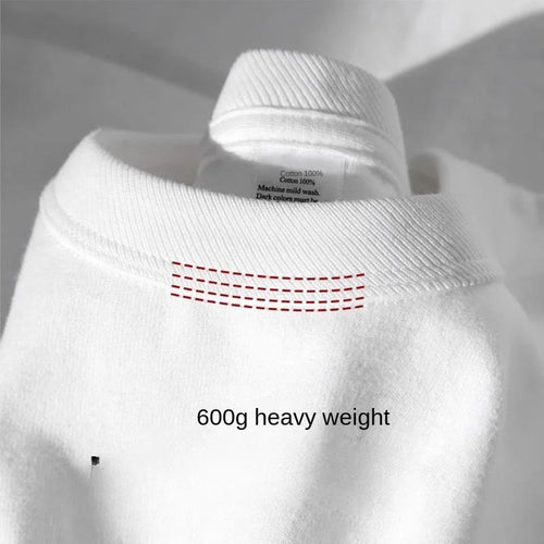 600grams 100% Cotton Men Oversized Heavyweight T Shirt Summer Women