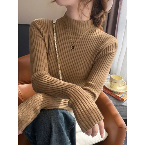 Chic Autumn Winter 2025 Pullovers Women Long Sleeve Casual Turtleneck
