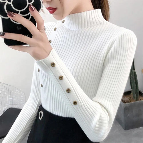 2023 Women Autumn Knitted Slim Sweaters Solid Knitted Female Cotton