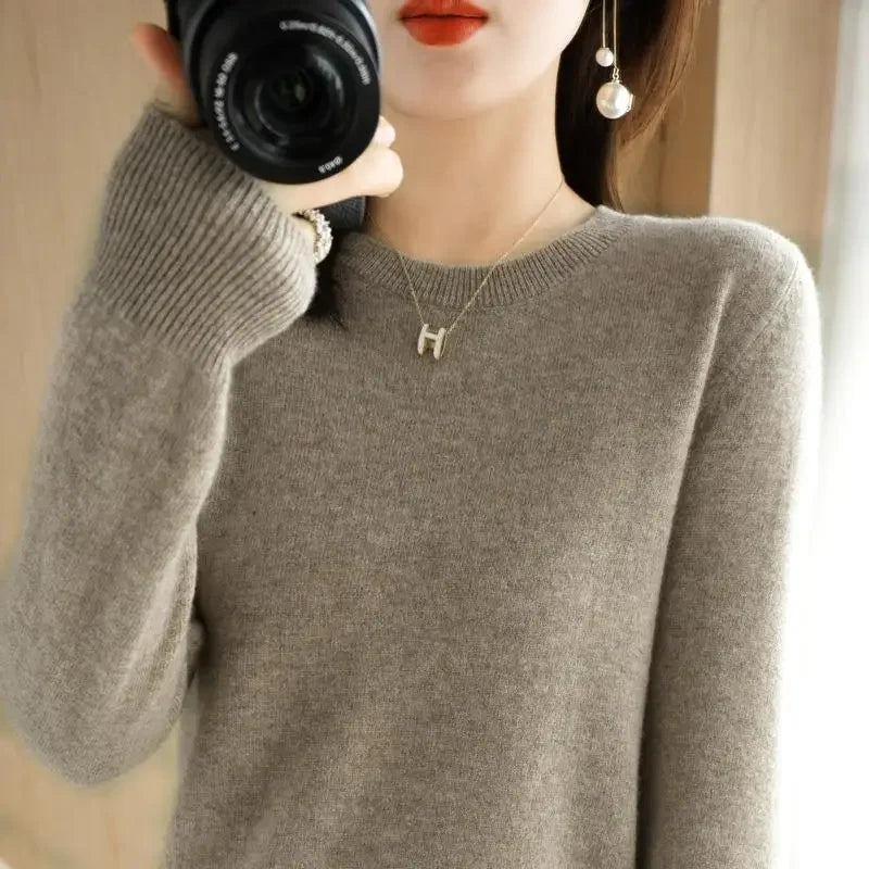2024 Women Sweater Spring Autumn Long Sleeve O-neck Pullovers Warm