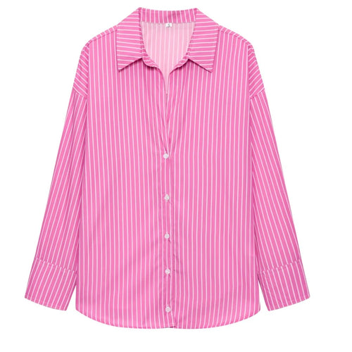HXAO 2025 Woman Blouses Long Stripe Shirts Women Spring Summer Long