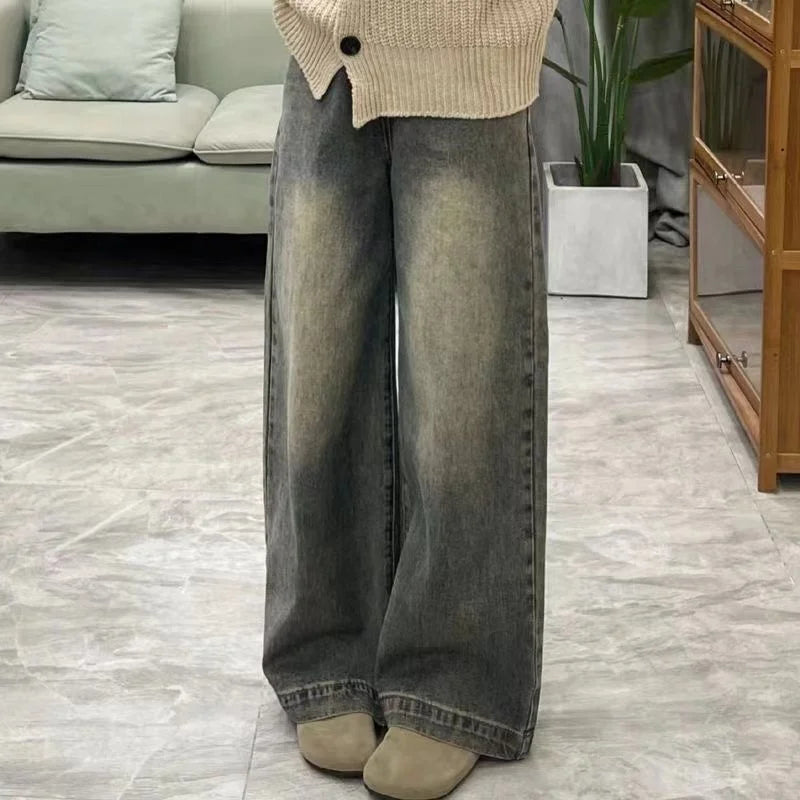 Womens Jeans Straight High Waist Slim Fit Stretch Denim Trousers