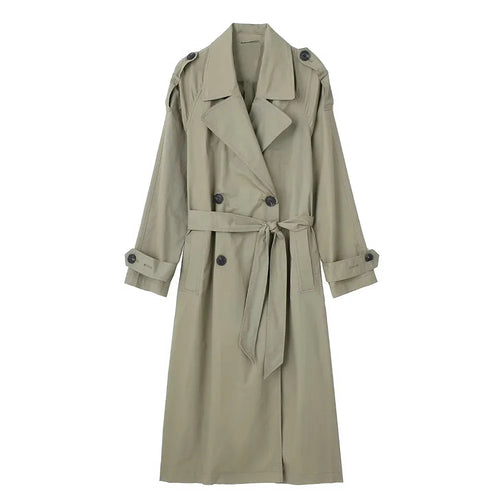 Willshela Women Fashion With Belt Solid Double Breasted Trench Vintage