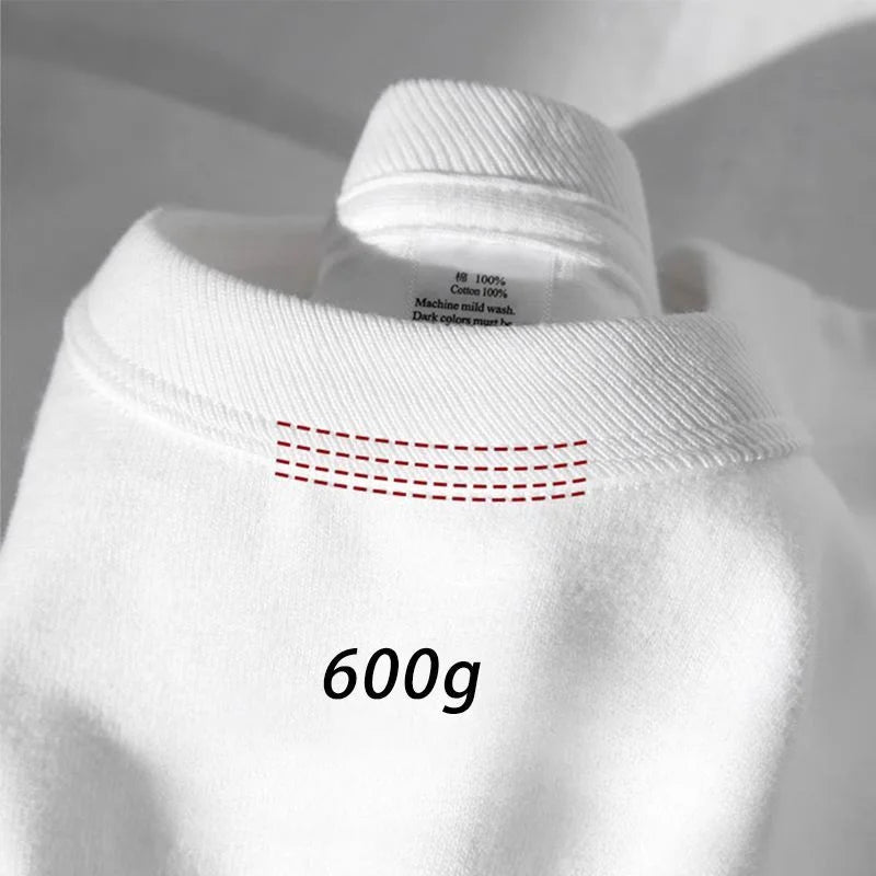 600grams 100% Cotton Men Oversized Heavyweight T Shirt Summer Women